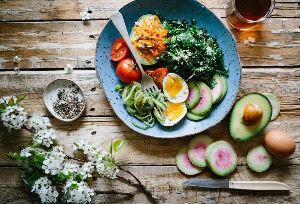 A simple protein-forward breakfast on a bright kitchen counter.